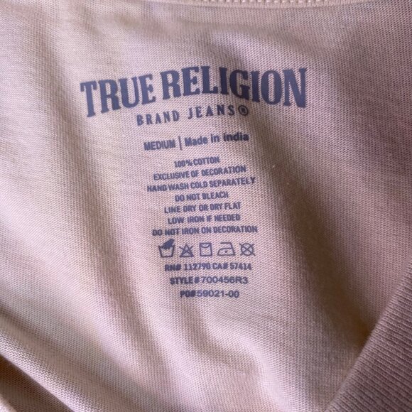 NEW True Religion Men's Rhinestone Diamond Buddha Tee Short Sleeve T-shirt Fog M - Picture 6 of 9